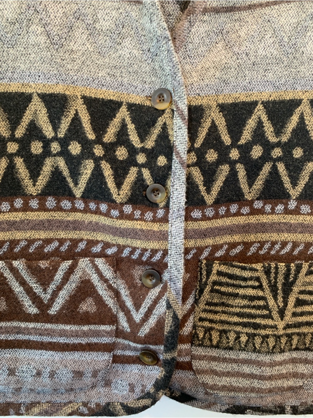 Funky Aztec Pattern Wool Blend Vest - Picture 3 of 6